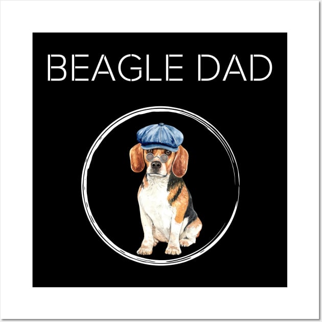 Funny Beagle Dog Dad with Hat and Sunglases Wall Art by Maful